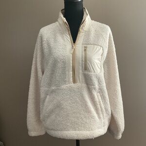 Lou & Grey Cream Teddy Jacket with Plush Fleece and Relaxed Fit
